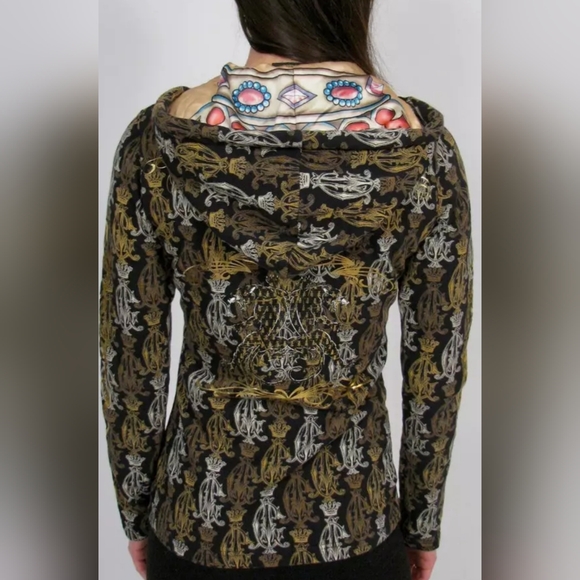 Christian Audiger Y2K Black & Gold Panther Monogram Hoodie - Picture 2 of 15